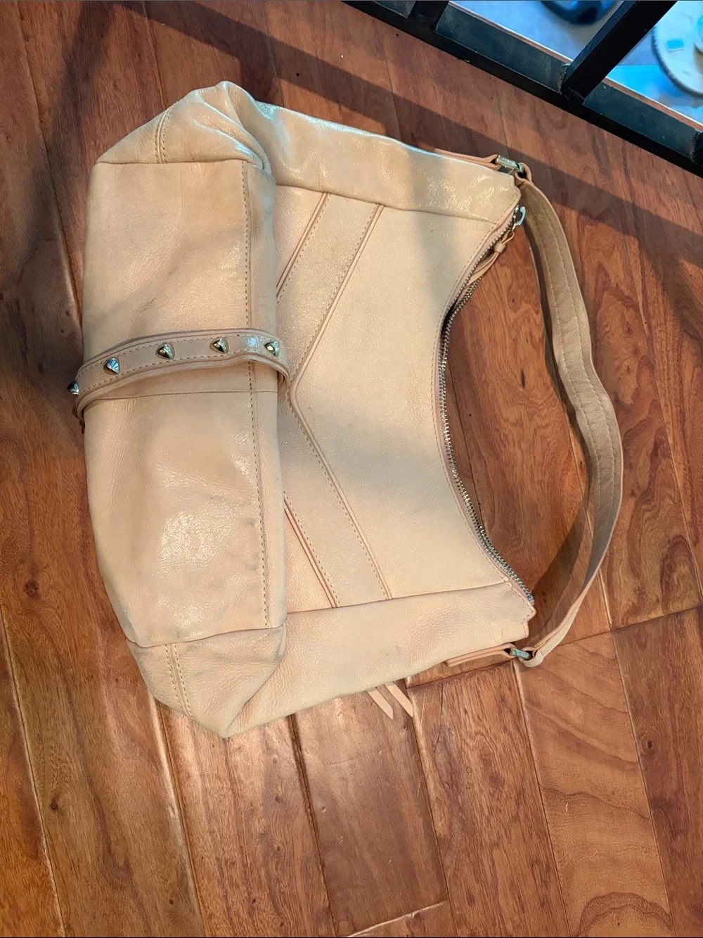 Botkier Trigger Bag Diagonal Zips Leather Tassels In Creme